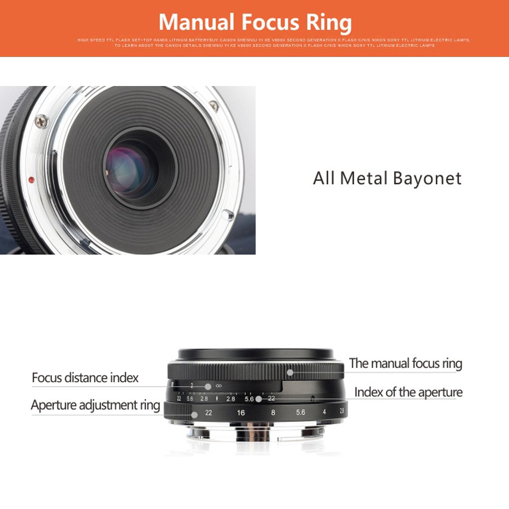 Meike 28?mm f / 2.8手動フォーカス固定レンズfor Sony Eマウントデジタルカメラ(nex3、3?N、5、5t、5r、6、7、a5000、a5100、a6000、a6100およ Amazon.com : Meike Large Aperture Fixed Non-Zoom Manual