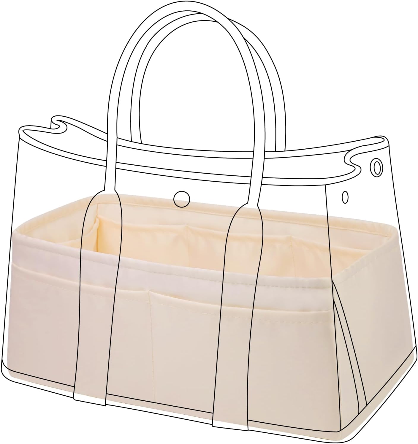 DGAZ Silky Purse Organizer Insert, Luxury Handbag & Tote Organizer, Simplicity bag organizer Fits Garden Party 30/36Bags（Craie，GP36）