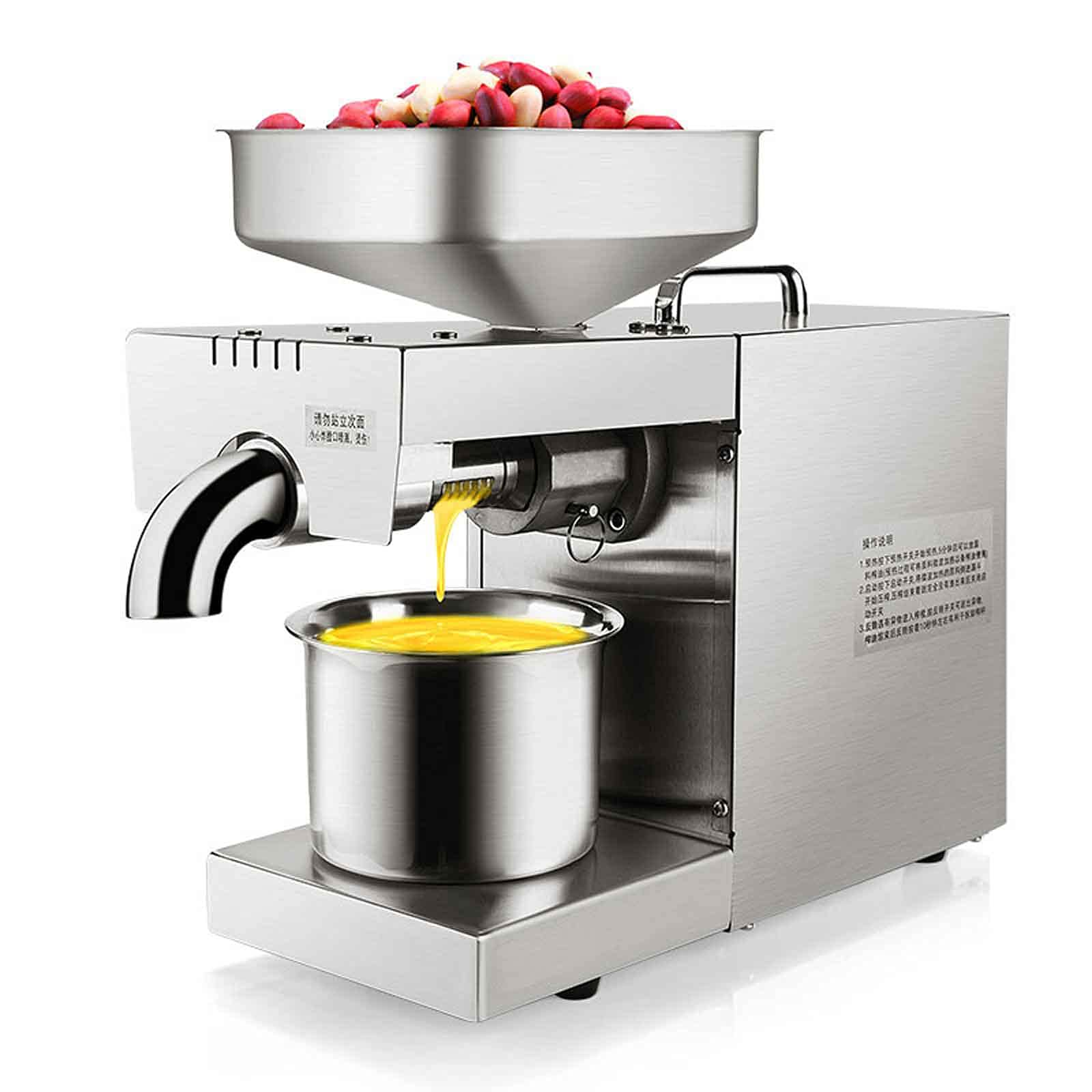 HCZKIUJY Automatic Oil Press Hot, Multi-Functional Small Oil Press,Dual Heat Dissipation,Suitable for Pressing Peanut,Sesame,and Walnut 40x16x34cm (Black)
