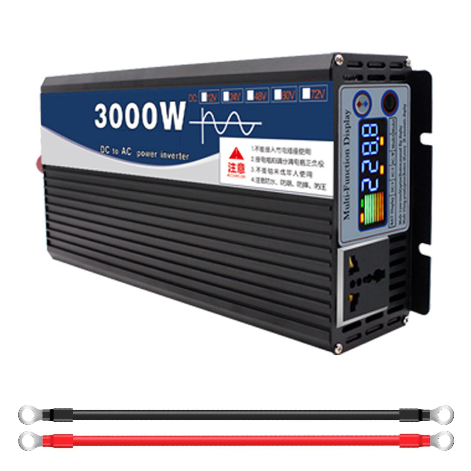 GQQSXZNTD 72V to 110V, 3000W Pure SINE Wave Inverter, 72V 60V 48V 24V 12V DC to 110V 120V AC Converter, Low Frequency Solar Power Inverter Converter for RV,Boat,Home(Size:72V to 110V)