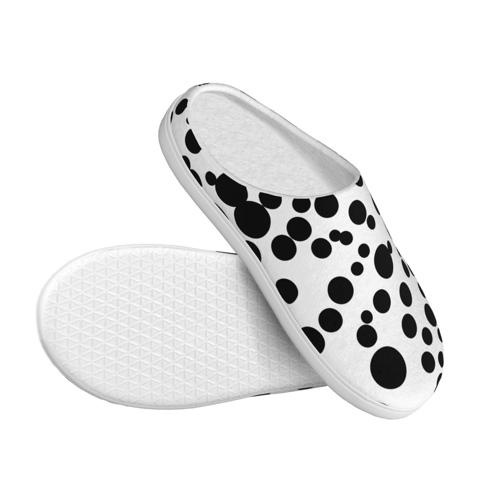 Nero & Bianco Grande Dot Stampa Adulto TPR Pantofole Lavabile per Uomo e Donna Traspirante e Accogliente Scarpe invernali