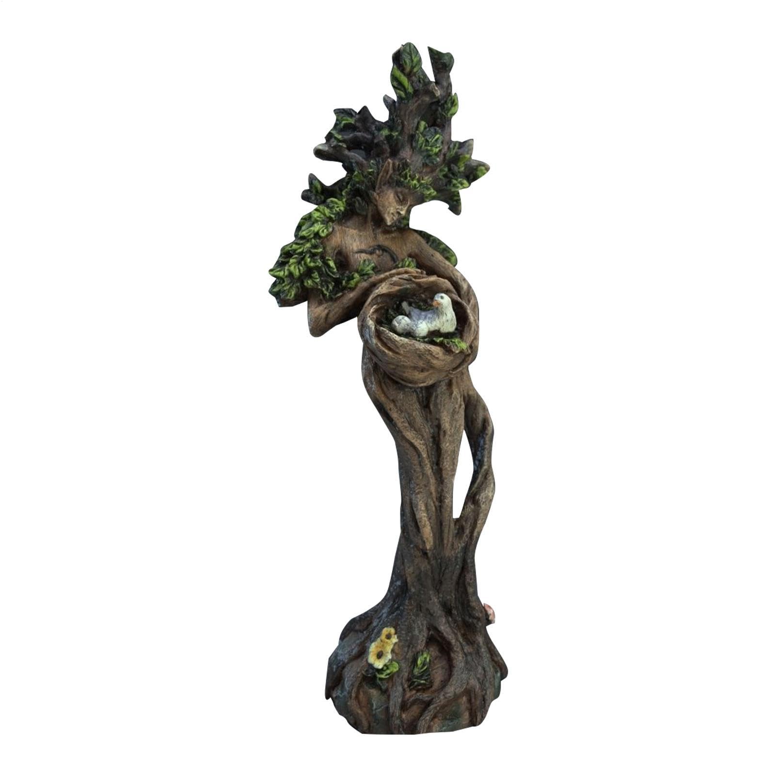 Décoration maison statue de la forêt elfe sculpture résine oiseaux