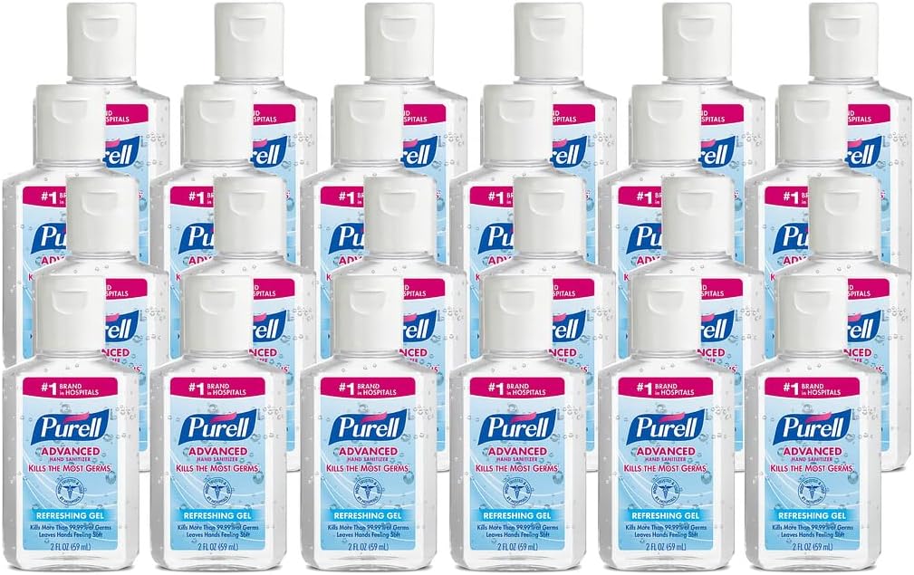Advanced Hand Sanitizer Refreshing Gel, Clean Scent, 2 fl oz Travel Size Flip-Cap Bottle (Pack of 24) - 9605-24