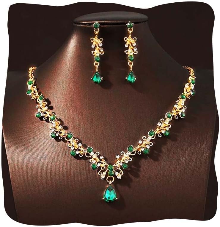 JAKAWIN Bride Silver Bridal Necklace Earrings Set Rhinestone Wedding Jewelry Set Formal Crystal Necklace for Women