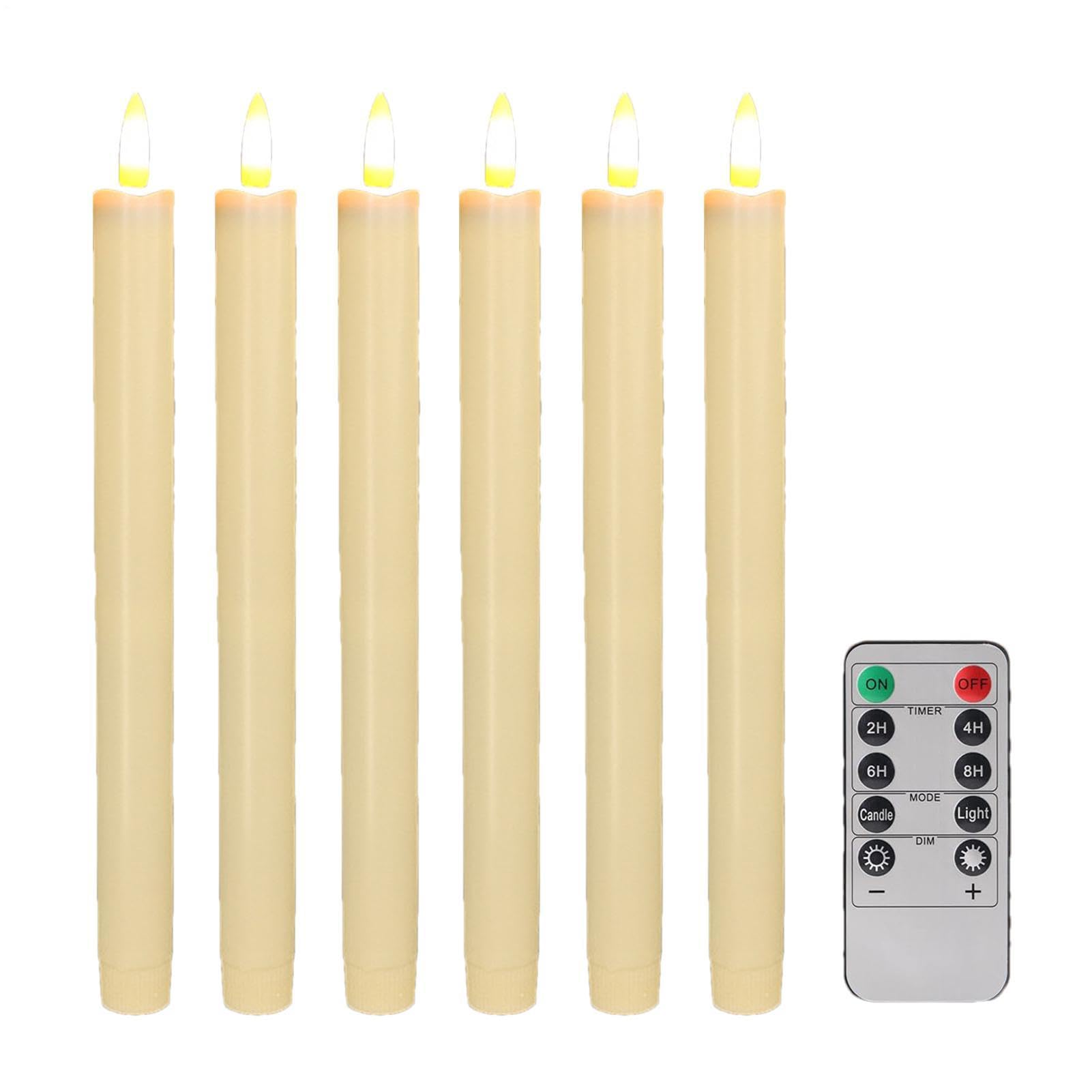 Velas puntiagudas para ventanas de salón con luz led cálida a pilas 8