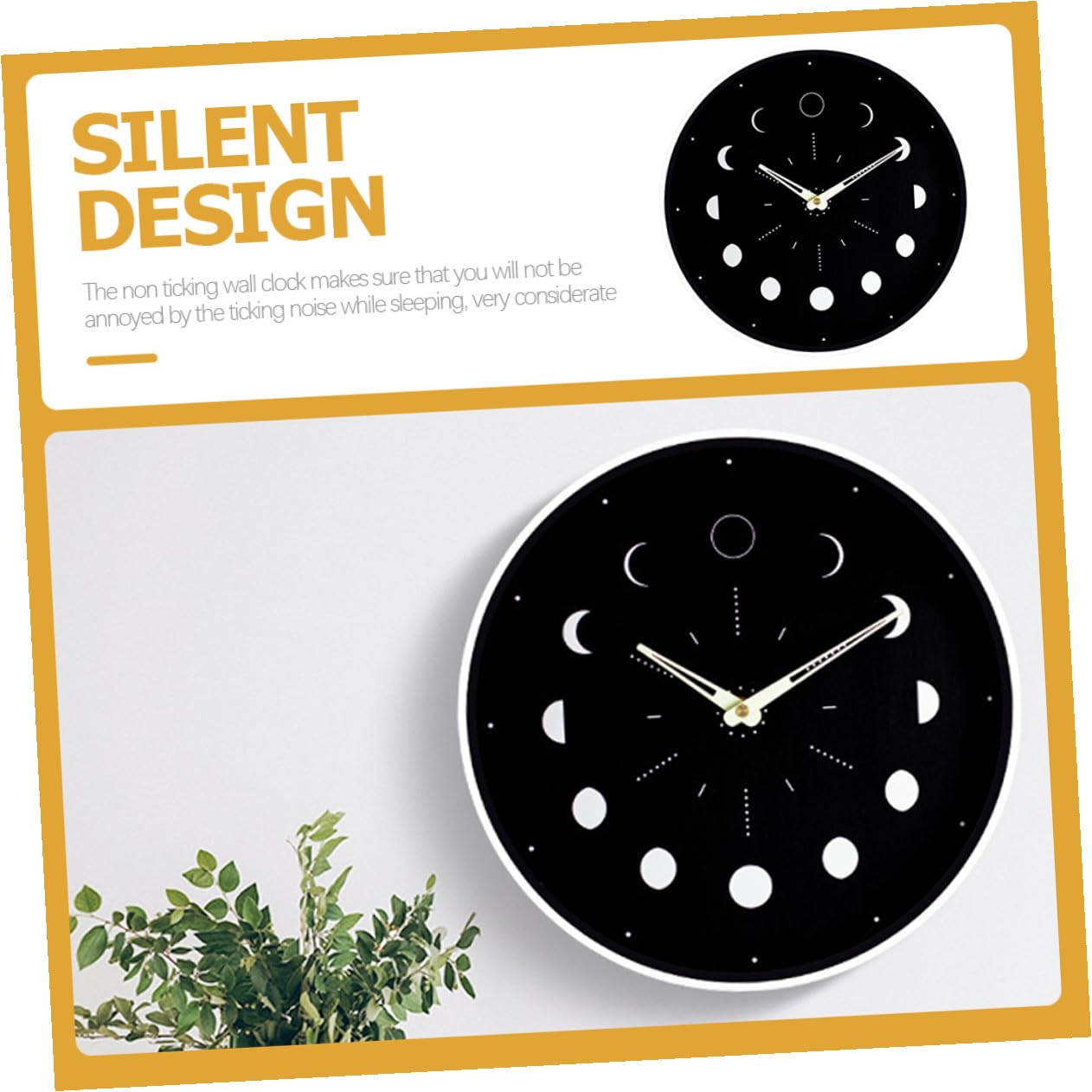 Gadpiparty Leuchtende Wanduhr mit Mondphasenanzeige Geräuschlos und Batteriebetrieben 30cm Rund für Wohnzimmer und Gästezimmer