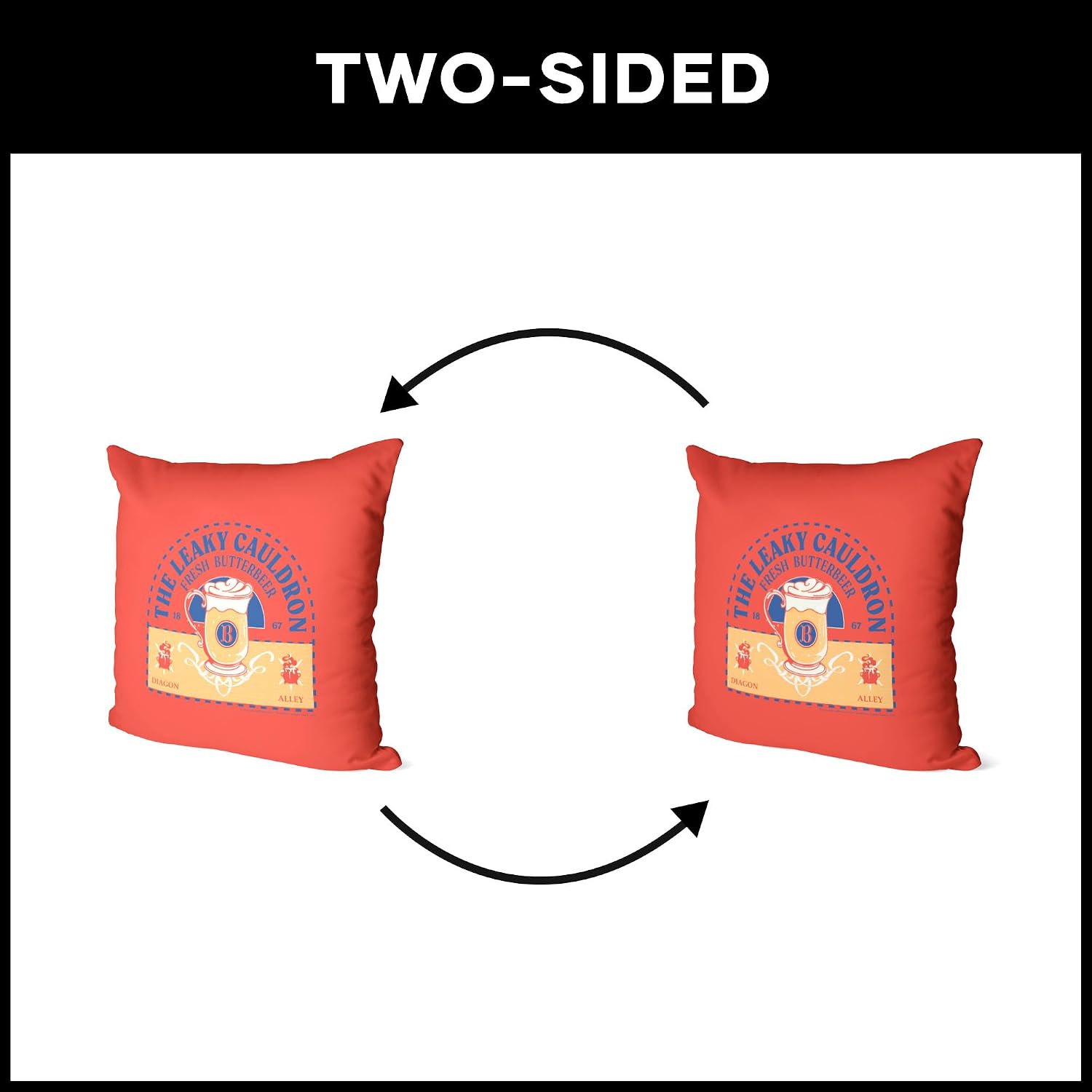 NORTHWEST Warner Bros. Harry Potter Fresh Butterbeer Throw Pillow, Ultra-Soft Plush for Boys and Girls, Pillow for Couch, Sofa, Bedroom, 18X18 Inches