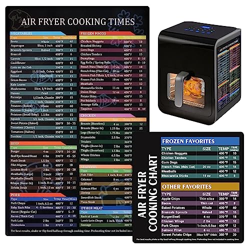 Air Fryer Cheat Sheet Magnetic Air Fryer Cooking Times Chart Magnet Cheat Sheet Set Air Fryer Accessories Cook Book Recipe Card Meat Temp Guide for Airfryer Oven Cooking Pot Kitchen Appliances 2 Pack
