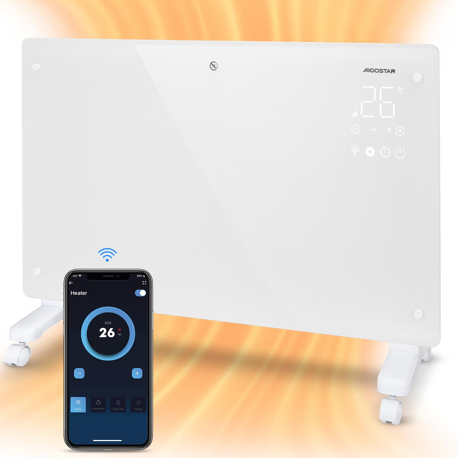 Radiateur électrique en verre 2000W Chauffage WIFI APP Gridinlux | Leroy Merlin Radiateur électrique en verre 2000W Chauffage WIFI APP Gridinlux | Leroy Merlin