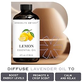 Brooklyn Botany Lemon Essential Oil - Huge 4 Fl Oz - 100% Pure and Natural - Premium Grade with Dropper - for Aromatherapy and Diffuser