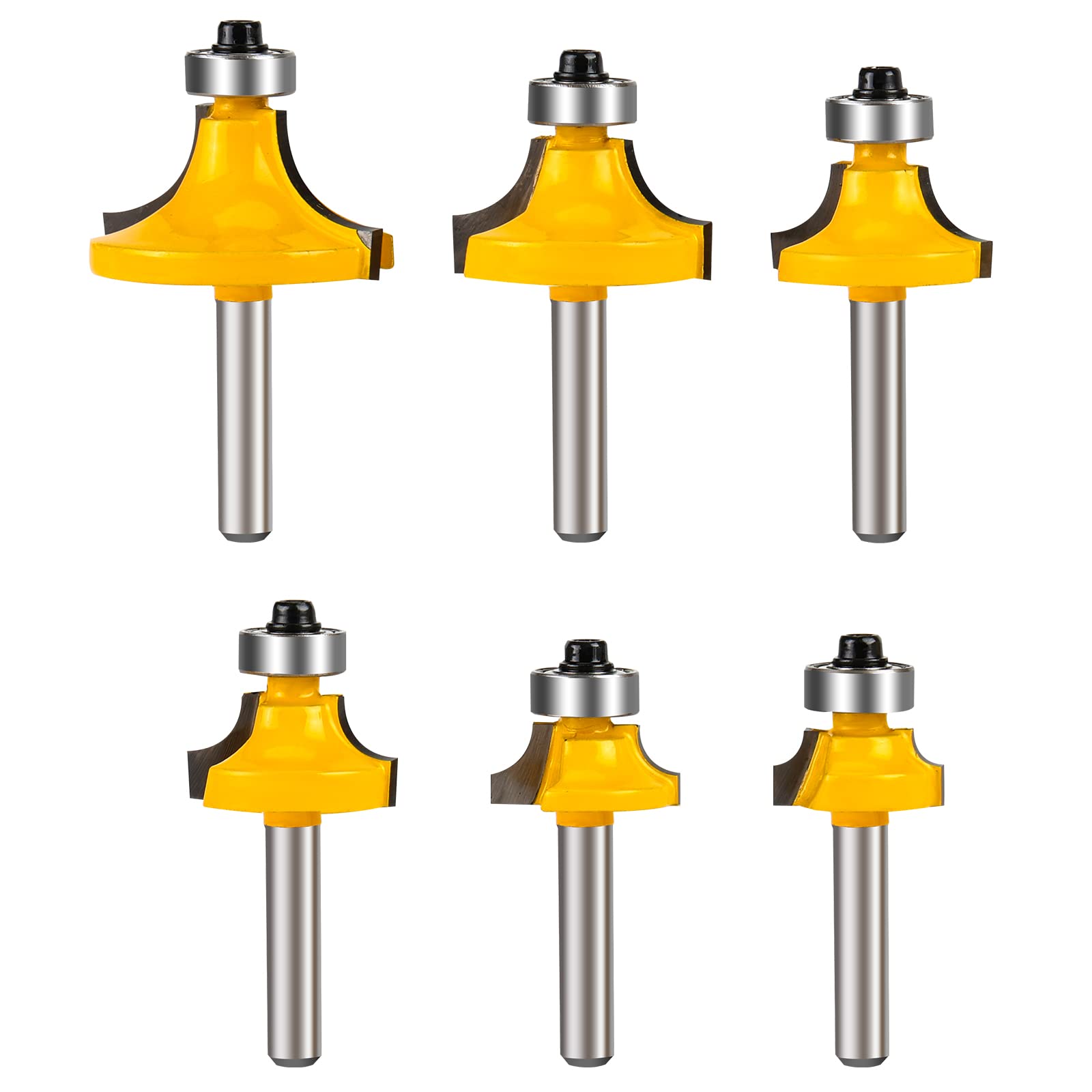 Yueqing Zhongji roundover Router bit 1/4 Shank Router bits 1/4 Shank 1/4-Inch Shank Roundover Edging Router Bit Set Corner Rounding Edge Forming Bit Set 1/2"