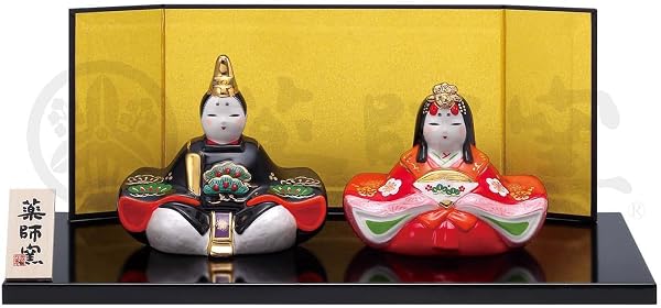 薬師窯 桃の節句 ひな人形 錦彩 風雅丸文 立雛 - 5