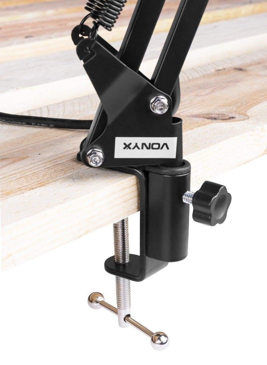 VONYX CMS400 Microphone de Studio Argenté - Ensemble Microphone à Condensateur avec Bras Réglable et Filtre Anti-Pop, Alimentation Fantôme 48 Volts, Connexion Directe à Un Ordinateur (Jack 3,5mm)