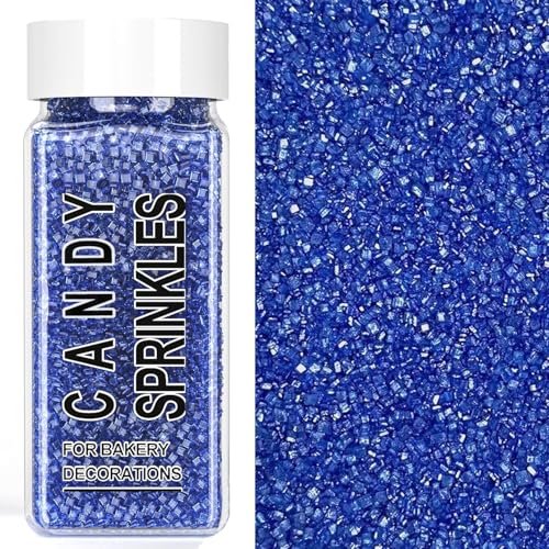 Image of Blue Sprinkles, Blue Sanding Sugar Crystals, 4.6 oz Edible Sparkling Sugar for Baking Topping, Cupcakes, Cookies, Ice Cream & Cake Decorating, Wedding Party Christmas 4th of July Supplies