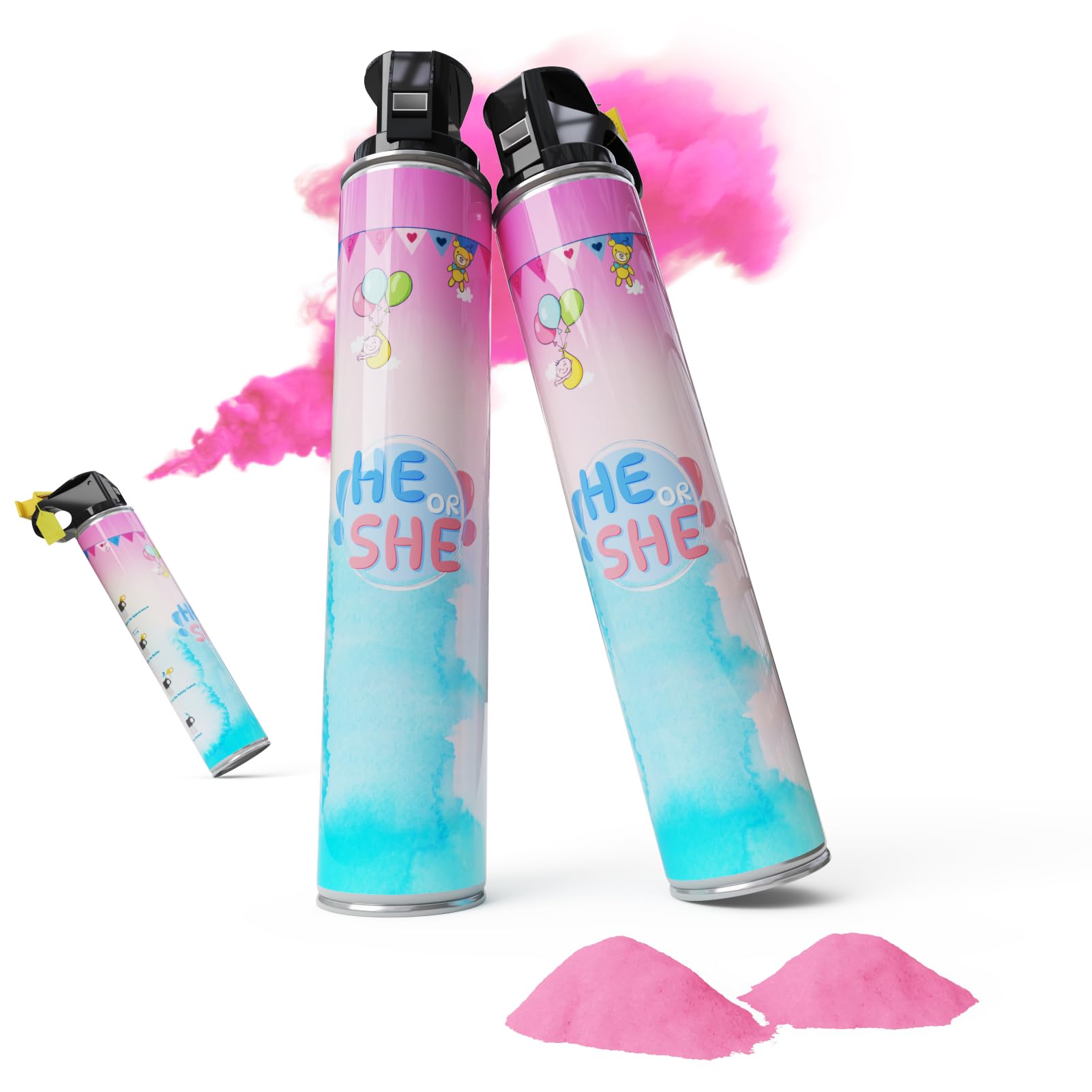 2.2Lb Gender Reveal Fire Extinguisher, Gender Reveal Smoke Bombs, 100% Biodegradable Corn Powder, Smoke Cannons Set Party Supplies For Celebrations and Parties (1.1Lb Per Bottl Pink)