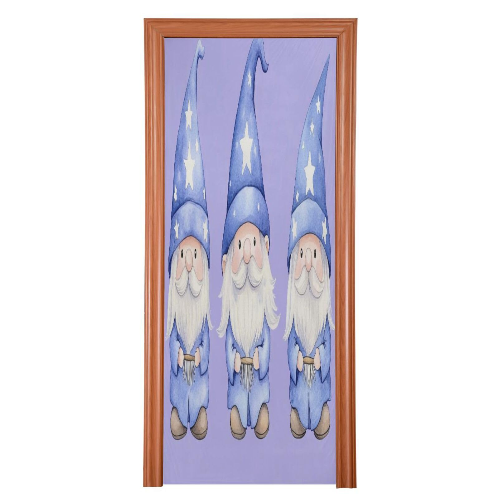 FLildon Three Dreamy Gnomes Door Cover Decoration, Party Accessory Porch Decor for Festive Ornament Room Door Covers 35 x 79 Inch