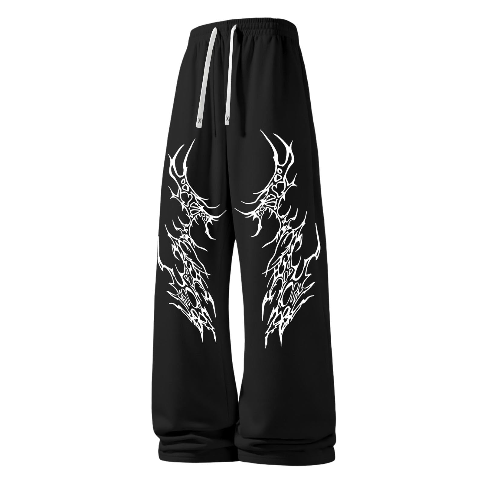 Fitness Hose Herren Gym Lang Sporthose Bodybuilding Trainingshose Y2K Jogginghose Baggy Sweatpants Gothic Punk Streetwear Weites Bein Freizeithose mit Kordelzug Elastischer Sweathose