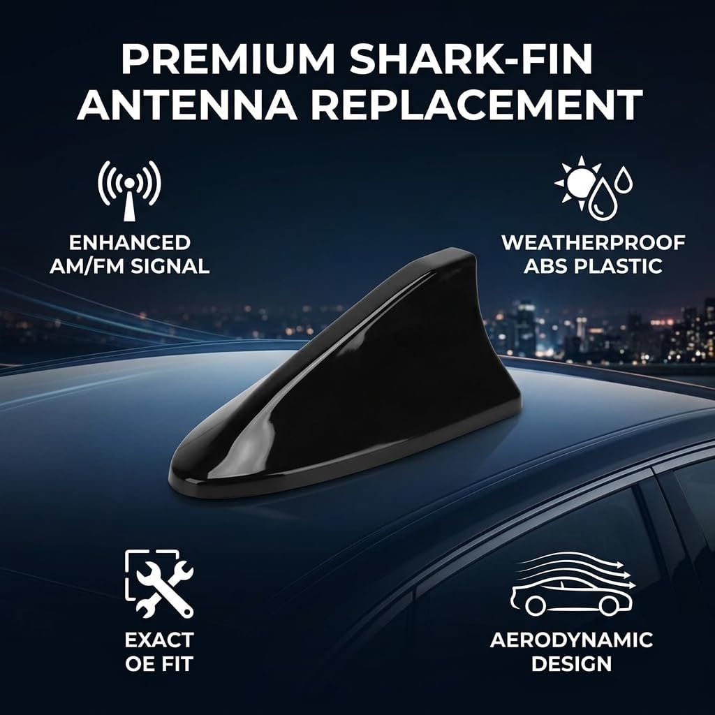 Shark Fin Antenna Cover, ABS Replacement Part 96219 D5000EBQK for Kia Optima, Hyundai Sedan and G80 Coupe, Sunproof (Black)