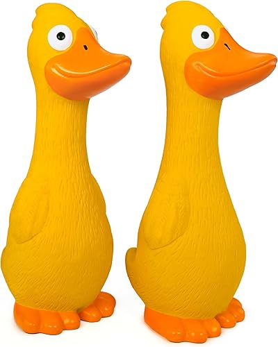 Miniatura 8 de CHIWAVA Paquete de 2 juguetes de látex para perros de 7.9 pulgadas, juego interactivo de pato amarillo para perros pequeños y medianos