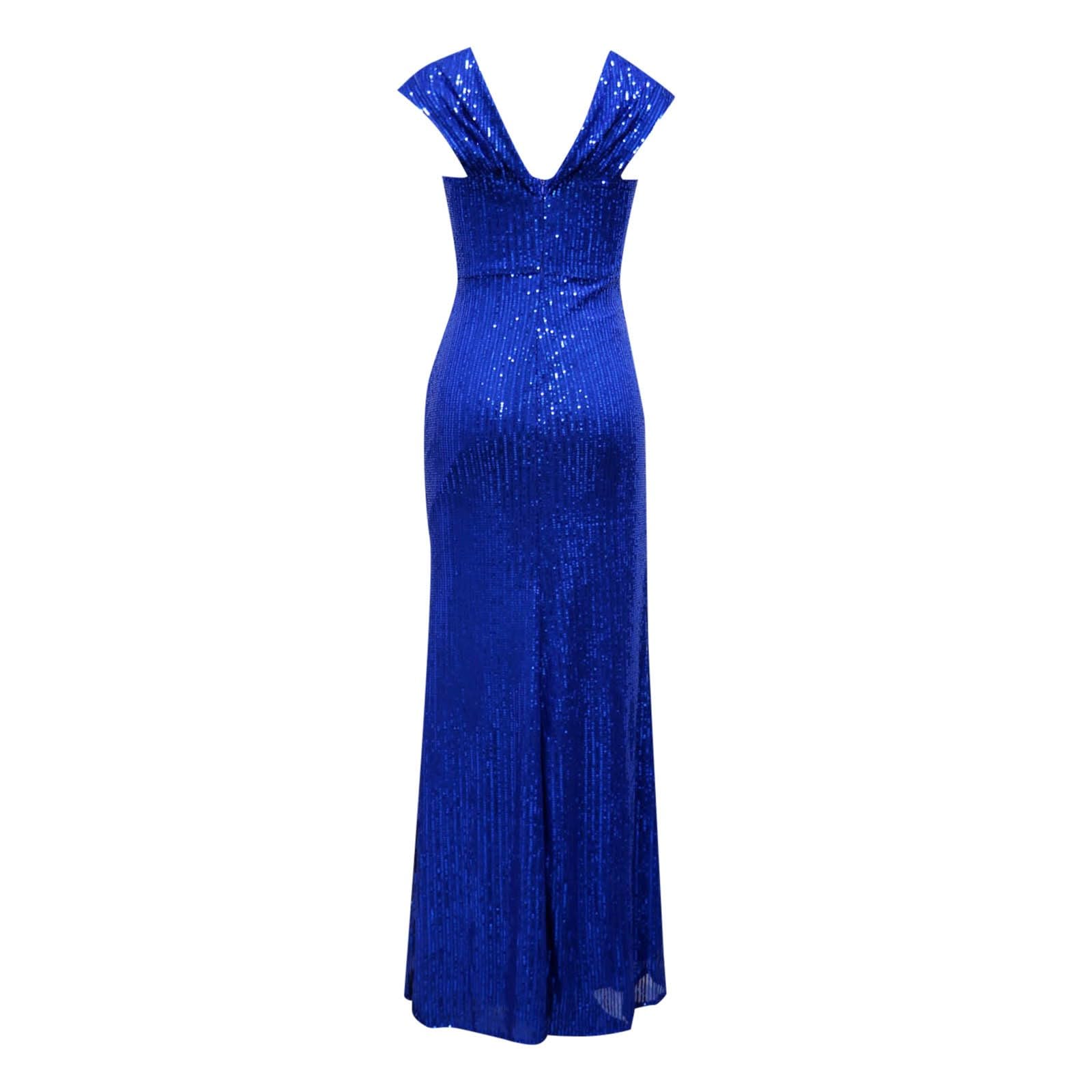 Elegante abito da sera da donna, con spalline scoperte, effetto avvolgente, per occasioni festive