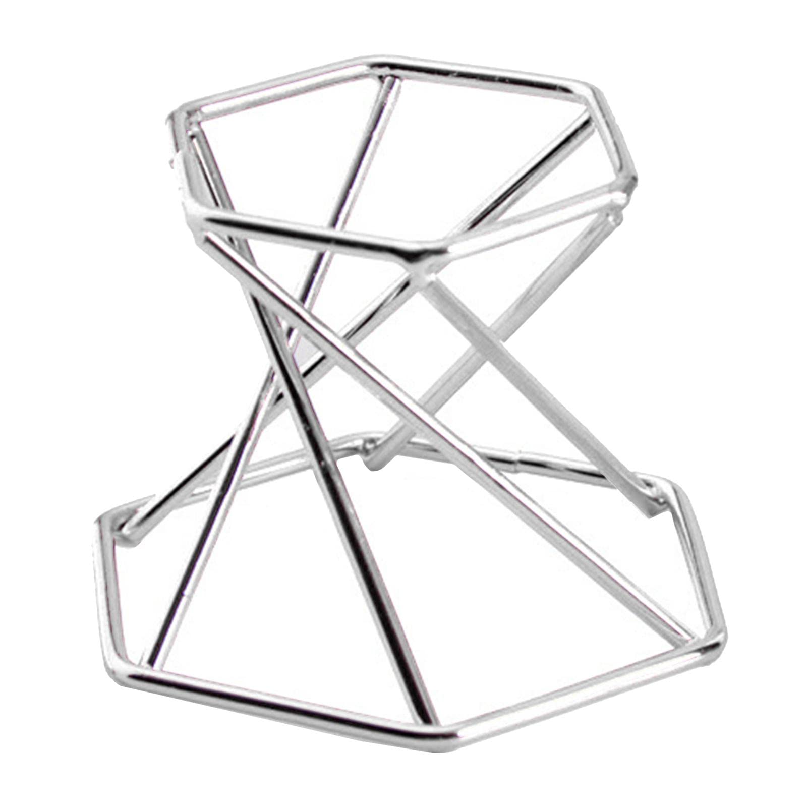Pleayietoopiatiey Metal Holder Easel Display Stand for Gemstone Mineral Rocks Silver, Hexagon Silver
