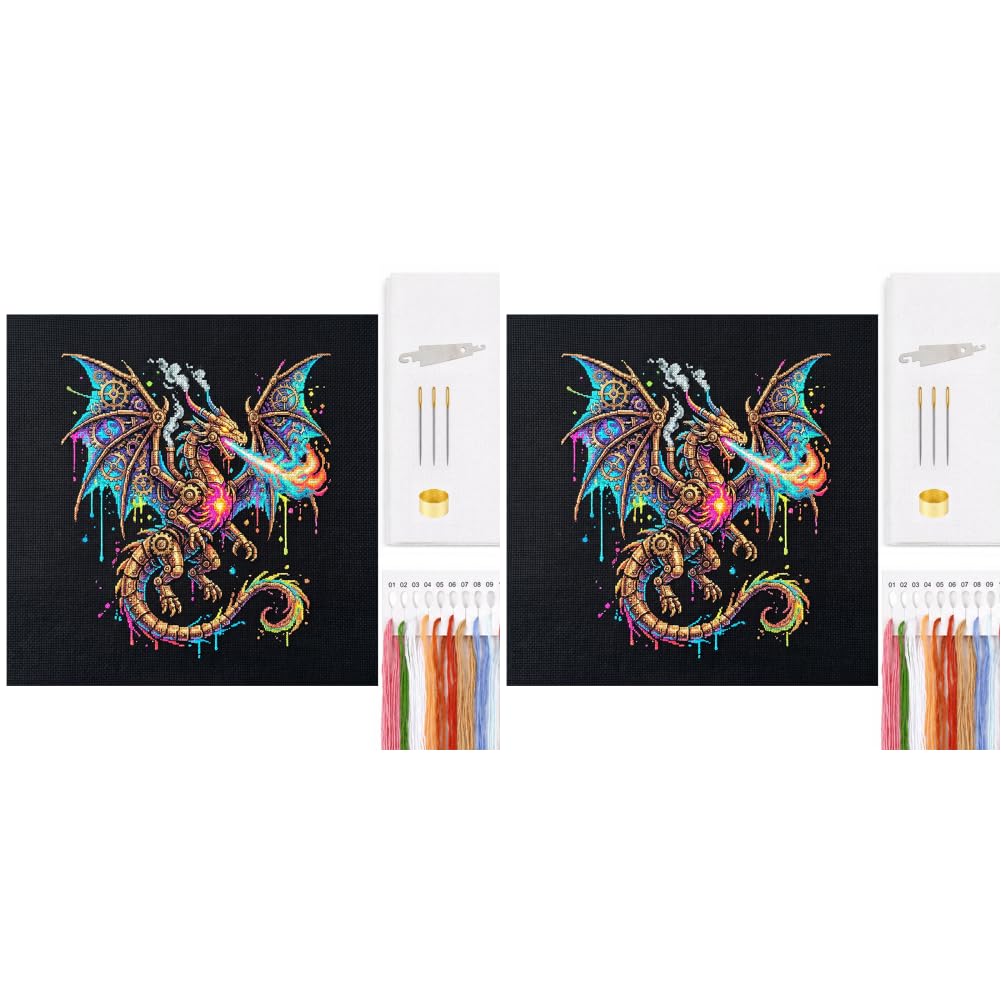 Animal Full 14CT 2 Strands DIY Cross Stitch Kit 11.81x11.81inch Embroidery Craft for Beginners Adults Home Decor