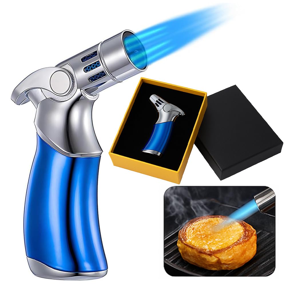 Bmlimited Blue Bml Blow Torch For Cooking Refillable Soldering Torch Safety Lock Adjustable Flame Kitchen Torch For Creme Brulee Desserts Baking Diy Soldering