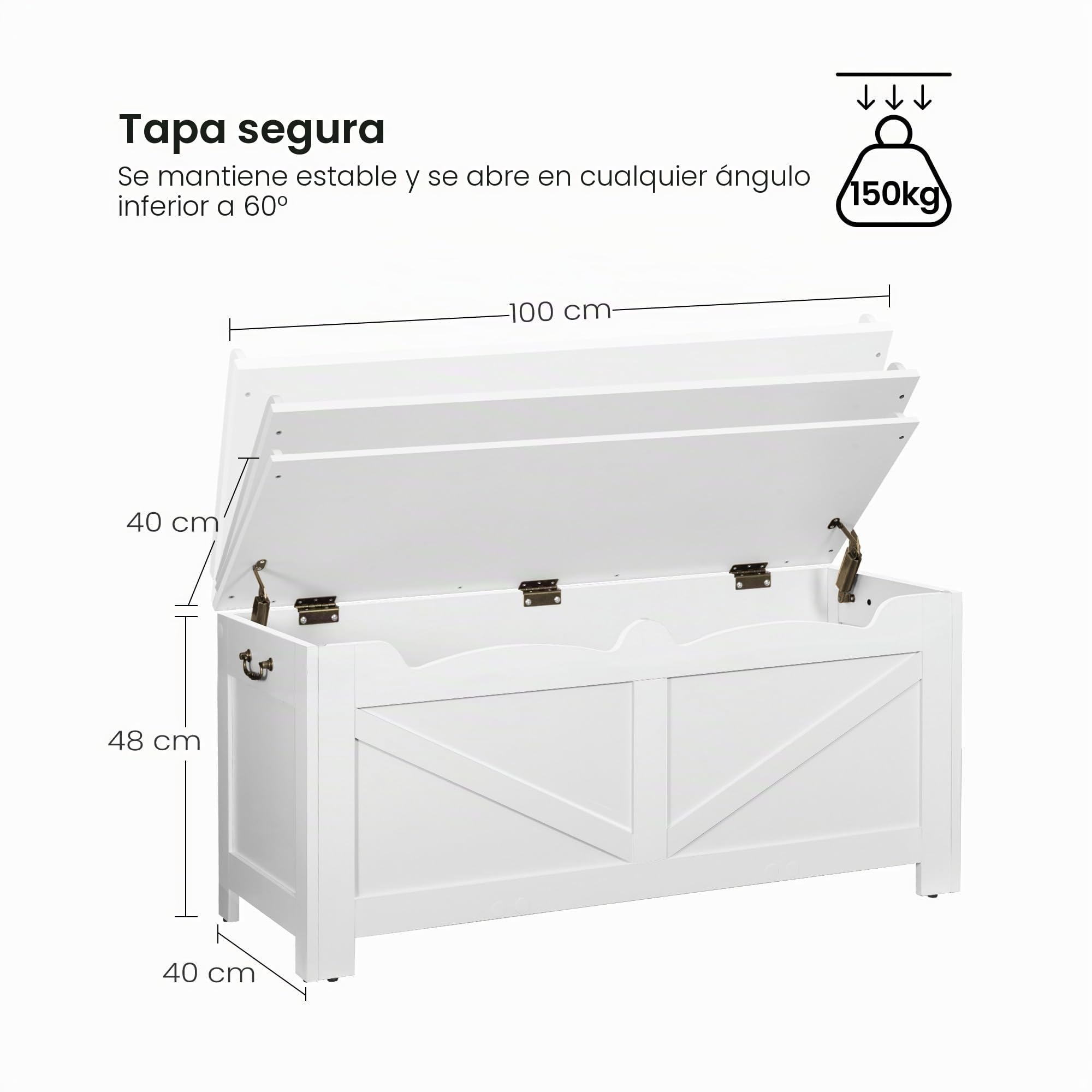 Hzuaneri Banco Almacenaje 100 cm, Banco Zapatero de Entrada, Puff Almacenaje, fácil de Montar, Buena Capacidad, para Entrada de Asiento, para Pasillo, Dormitorio, salón, Blanco SB04503X