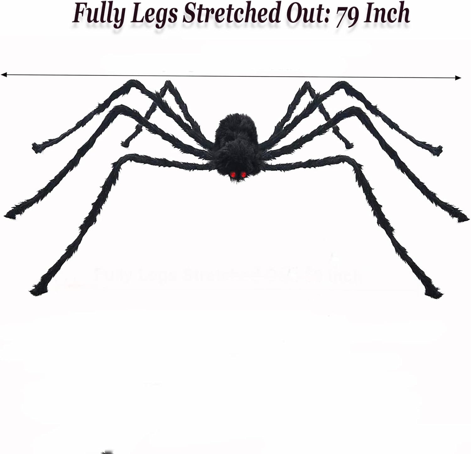 Venhoo Halloween Giant Spider Outdoor Decorations 79 inch Black Scary Hairy Realistic Large Spiders Props for Outside Indoor Office House Yard Creepy Decor-2 Pack