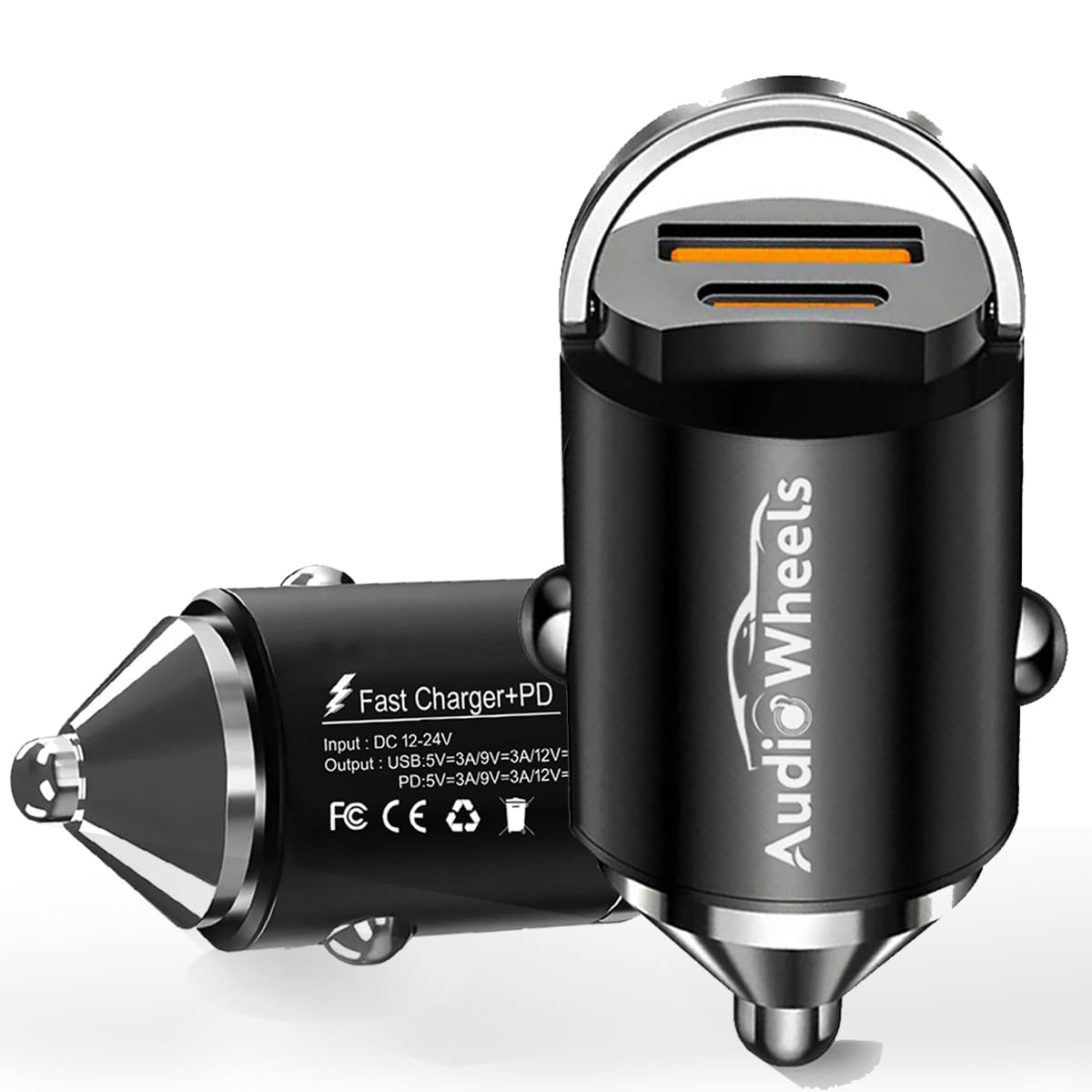 Audio Wheels 130W Dual Port QC-100W & PD-30W Mini Metal Car Mobile USB-C Fast Charger Socket Lighter LED Indicator,Fast Charging Adapter for All Smartphones, Tablets & More Audio Wheels 130W Dual Port QC-100W & PD-30W Mini Metal Car Mobile USB-C Fast Charger Socket Lighter LED Indicator,Fast Charging Adapter for All Smartphones, Tablets & More