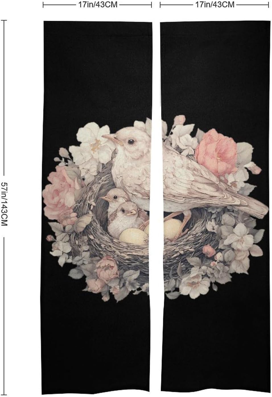 Bird Nest Doorway Curtain Insulated Room Divider Drapes | white linen,privacy curtains