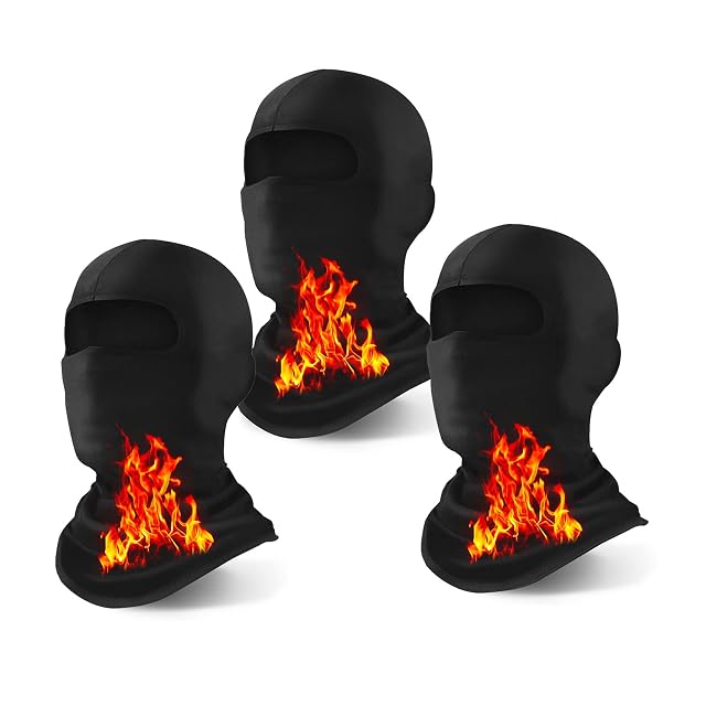 Xeoxarel Winter Face Mask Thermal Balaclava Cold Weather Windproof Full Face Cover Fleece Black