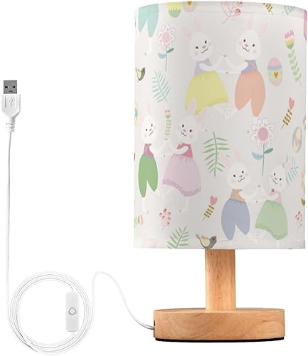 Miniatura 2 de Luces nocturnas pequeña lámpara de mesa retro linda pareja conejo, conejo, luces de noche de Pascua para dormitorio de niños