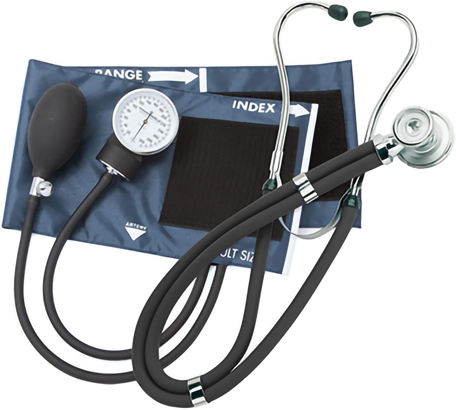 McKesson Blood Pressure Kit with Sprague Stethoscope and Aneroid Sphygmomanometer, 1 Count Black/Blue