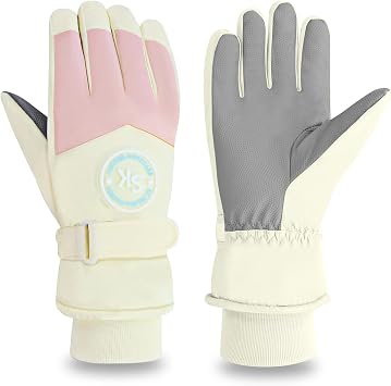 Women Ski Gloves, Winter Touchscreen Warm Gloves for Cold Weather, Adjustable Anti-Slip Windproof Thermal Glove for Skiing Running Cycling Outdoor Sport