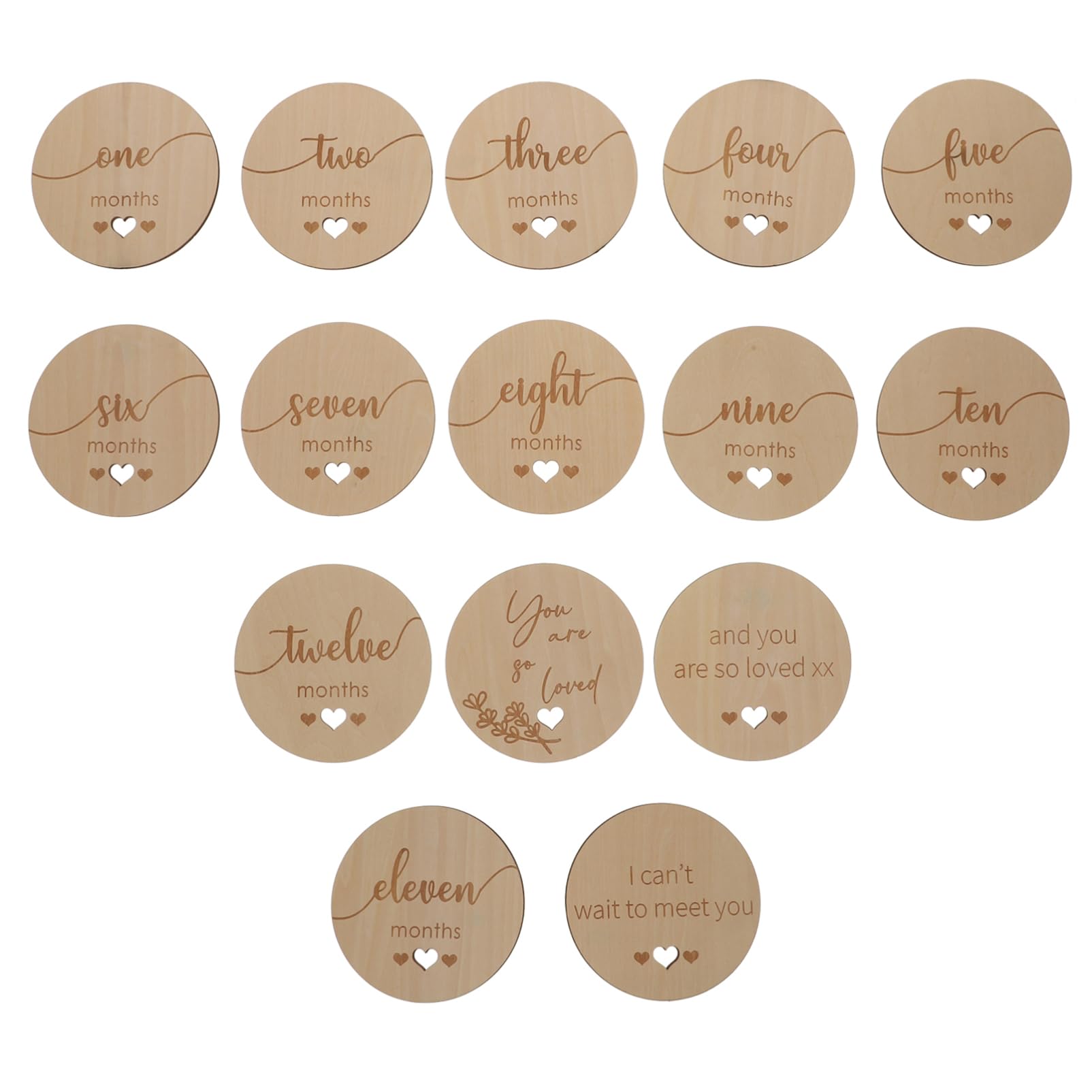 KOMBIUDA Growth Cards Baby Monthly Wooden Birth Commemorative Cards Set for Cherished Memories