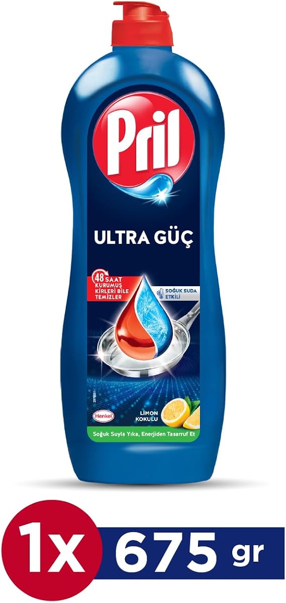 Pril Cold Power Degreasing Effect Lemon Scented Liquid Dishwashing Detergent 675 g, Lemon Scented 675gr