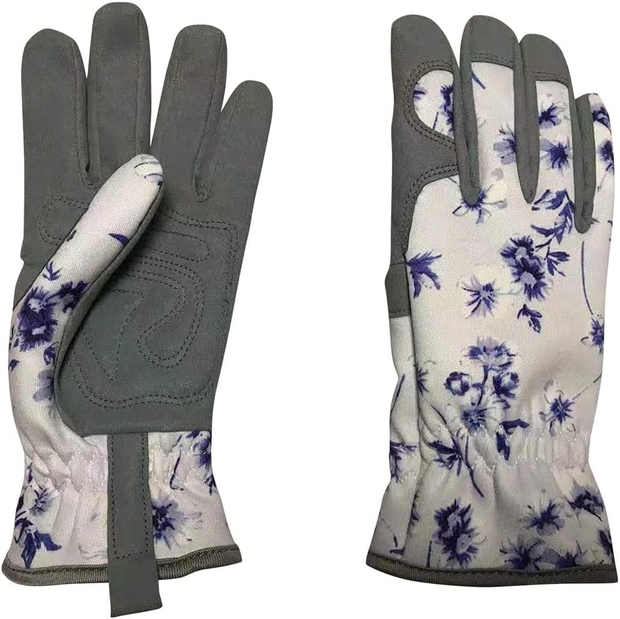 HBJWOV Gardening Gloves with Leather Suede Garden Digging Plant Waterproof Work Glove Outdoor Yard Daily