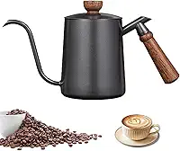 Chaleira Gooseneck, Chaleira de Café Pour Over 600mL, Alça Anti-Quente, Aço Inoxidável com Design de Bico de Fluxo para Café & Chá (Preto)