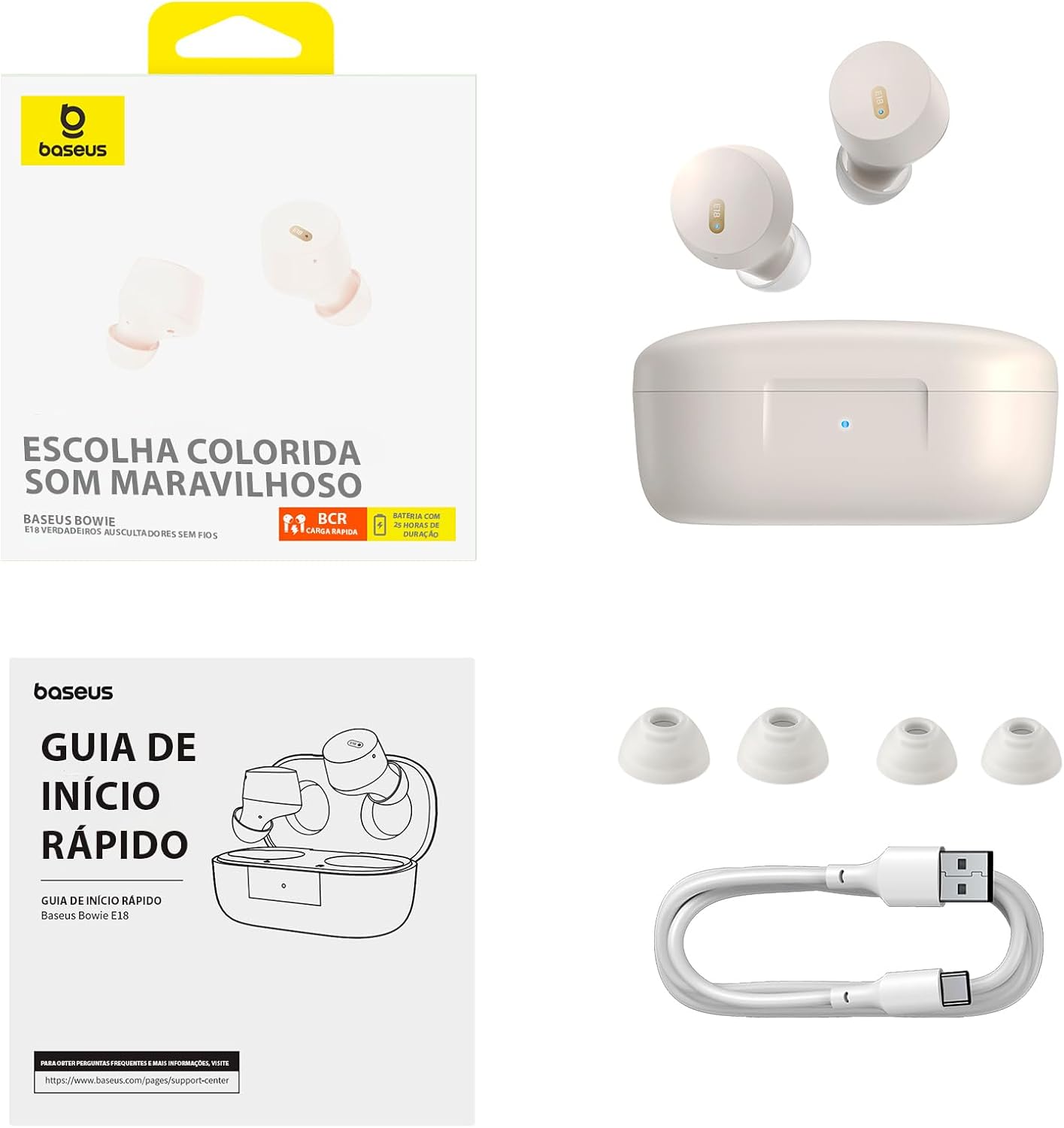 Baseus Bowie E18 True Wireless Earphones White