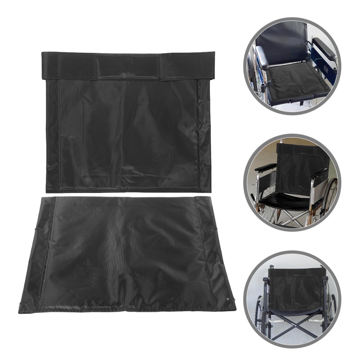 Juego de Cojín de Asiento y Respaldo para Sillas de Ruedas, Almohadilla Antideslizante de Tela Oxford Negra, Diseño Ergonómico para Comodidad y Fácil Transporte