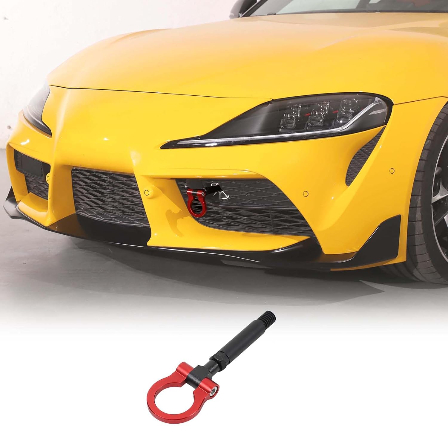 Front Bumper Tow Hook Compatible with Toyota Supra GR A90 A91 MK5 2019-2026, Race Style Front Tow Hook O-Ring, Exterior Tow Hook Trailer Hitch Accessories (Red)