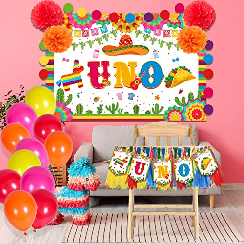 UNO Party Decorations Mexican Fiesta 1st Birthday Party Decorations Cinco De Mayo Theme High Chair UNO Garland Banner For Cinco De Mayo 1st Birthday Photo Props Party Supplies by GREHUMOR - Used condition - Image 2