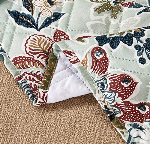 Brilliant Sunshine Beautiful Burgundy Flowers Quilted Recliner Slipcover, 26" Seat Width, Slip Resistant Furniture Protector, 2" Strap, Washable Reclining Chair Cover For Pets, Kids, Dogs, Cats, Green #TOP3