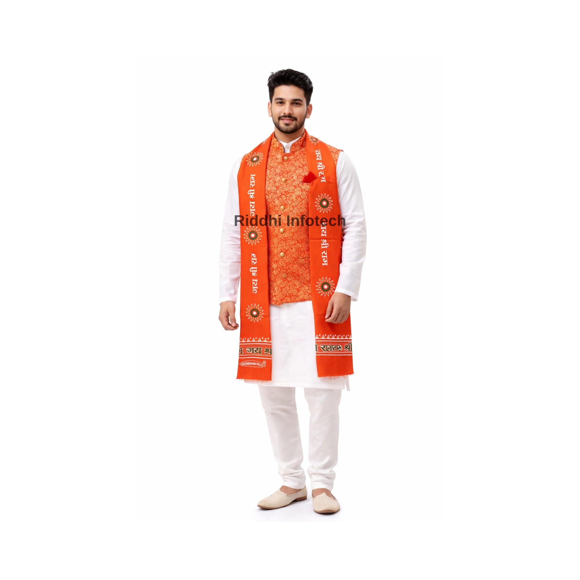 RiddhiInfotech Jai Shri Ram Orange Gamcha for Men | Pure Cotton Religious Angvastram/Pooja Gamcha for Pandit & Temple Rituals | Lightweight Traditional Ram Naam Stole for Kurta Dhoti (1 Pc)-picture-41