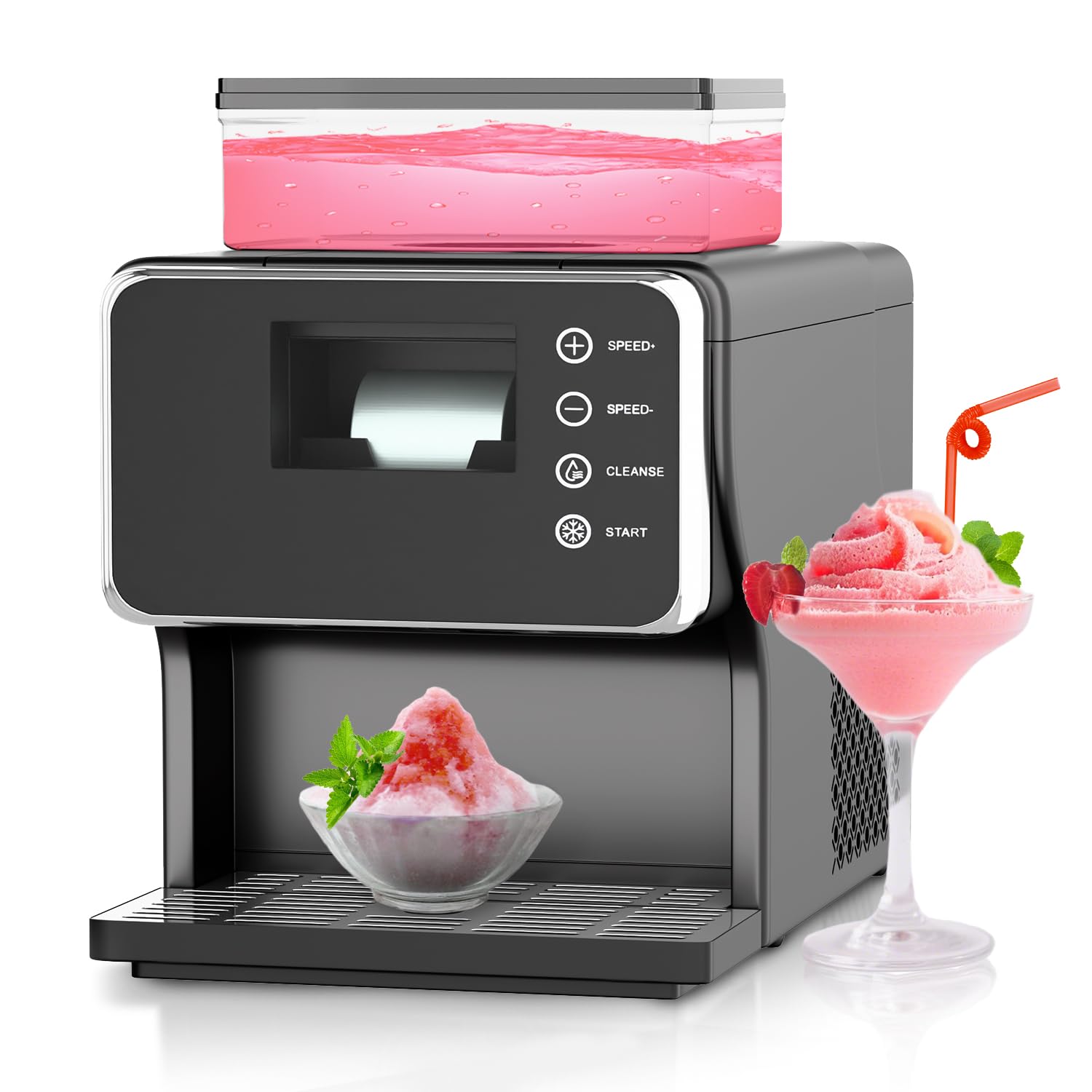 Shaved Ice Machine with Rapid Cooling, Portable Ice Cream Maker, Food-Grade Stainless Steel Material, Adjustable Speed Snowflake Ice Maker for Home, Party, School, Commercial Use & Church Events