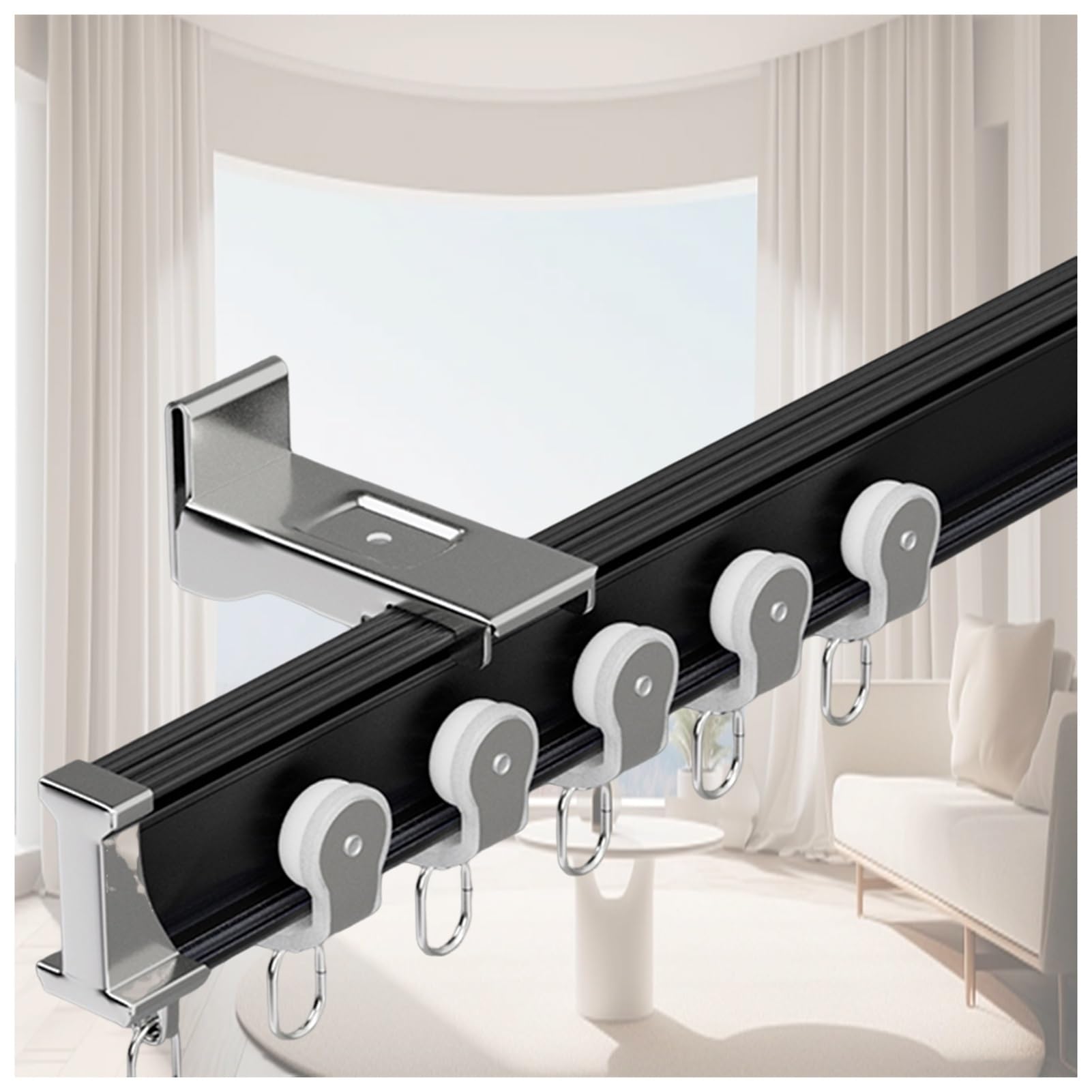 Bay Window RV Curtain Track Flexible Curtain Track 20Ft | Bendable Ceiling  Wall Mount | Curved Rail For Bay Windows RV Room Divider Bendable Curtain  Rail, image size:1601x1601