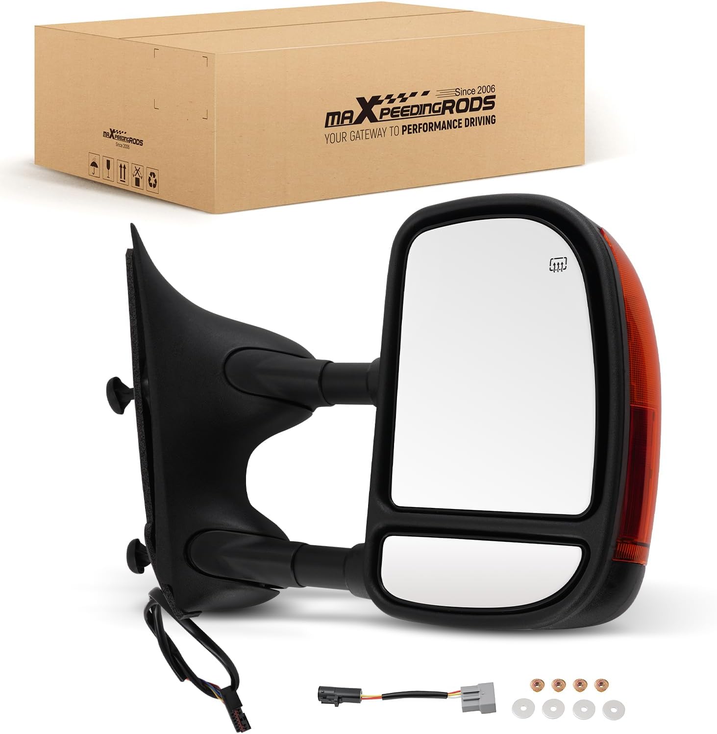 maXpeedingrods Passenger Side View Mirror Power for Ford F-250/F-350/F-450/F-550 Super Duty 1999-2007, Excursion 2001-2005 Heated Manual Telescoping & Folding LED Turn Signal Extensions for Towing