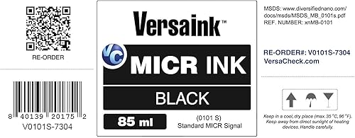 Miniatura 2 de VersaInk -Tinta MICR Nano Black -2.9 fl oz - Tinta magnética para impresoras de cheques y chorros de tinta todo en uno - Señal MICR estándar,