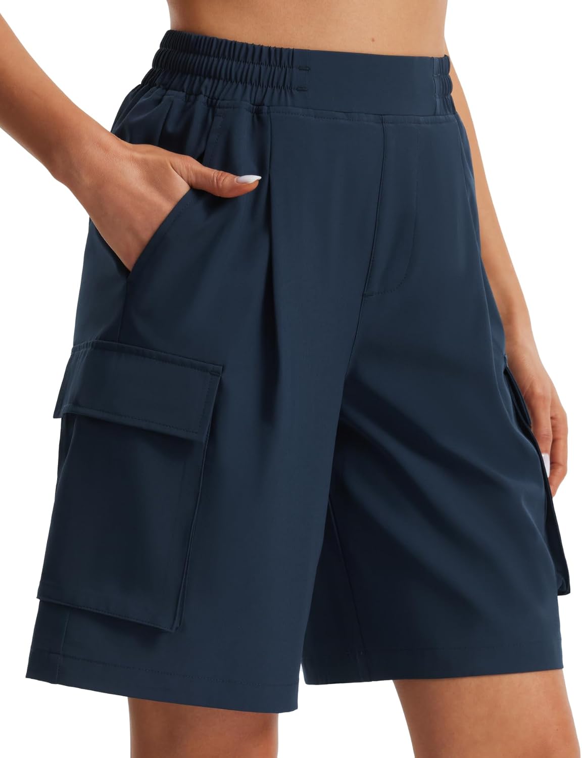 Libin Women’s Hiking Cargo Shorts Wide Leg Bermuda Shorts Knee Length Lightweight Quick Dry Casual 9″ Casual Long Shorts